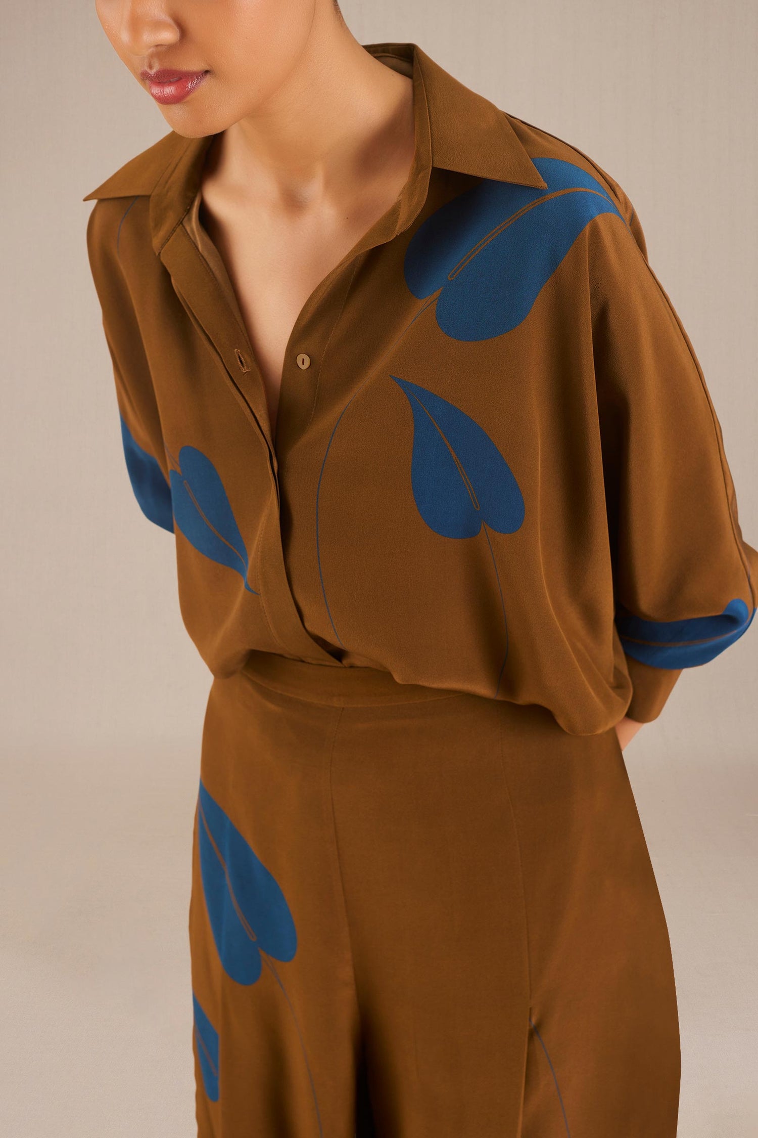 Salma Co Ord Shirt Set - Clay 