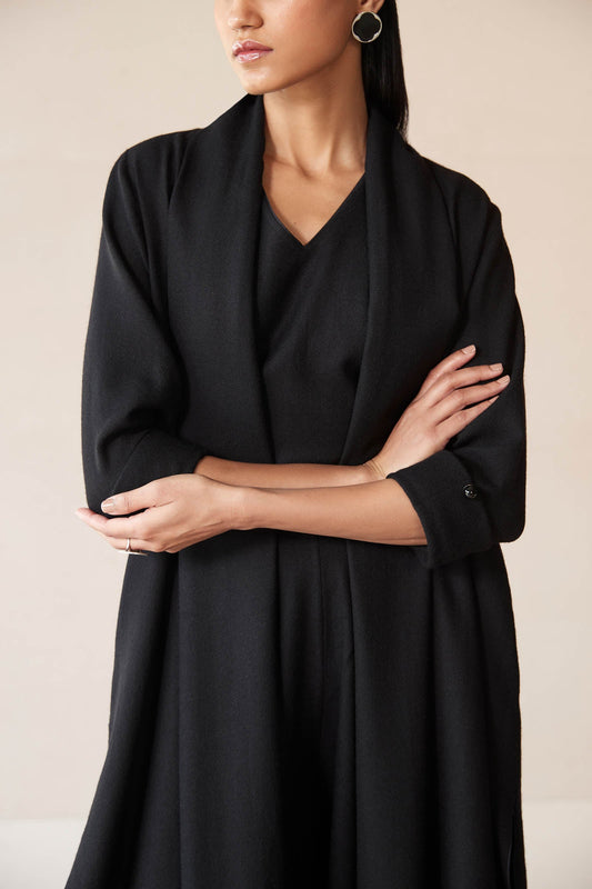 Wool Adele Throw Set – Black