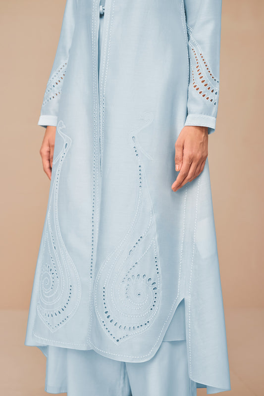 Chanderi Anais Jacket Set – Blue