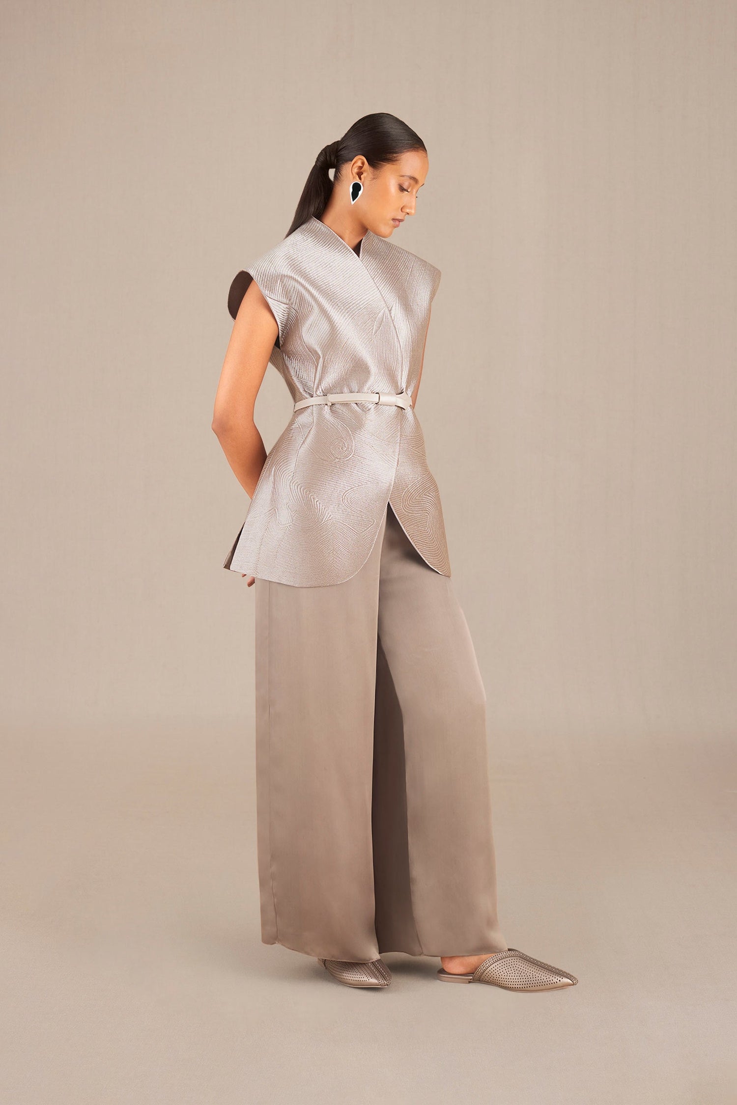 Effat Jacket Set - Metallic Silver 