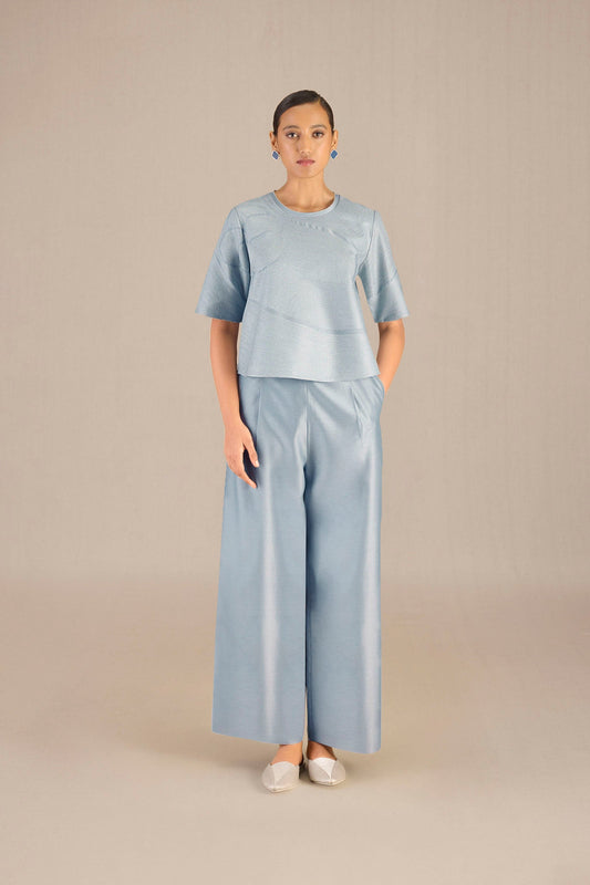 Chanderi Lea Top Set – Blue