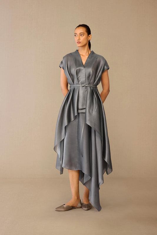 Silk Amalea Jacket Set – Grey