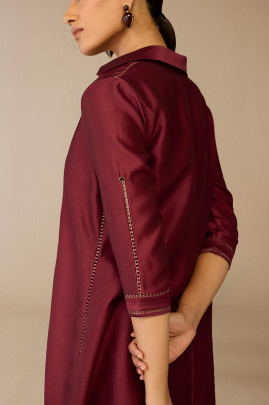 Chanderi Kasra Jacket Set – Red