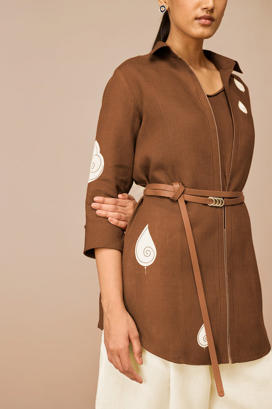 Linen Solene Shirt Set – Brown