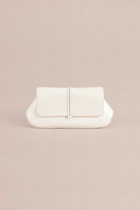 Faux Leather Izrah Clutch – Ivory