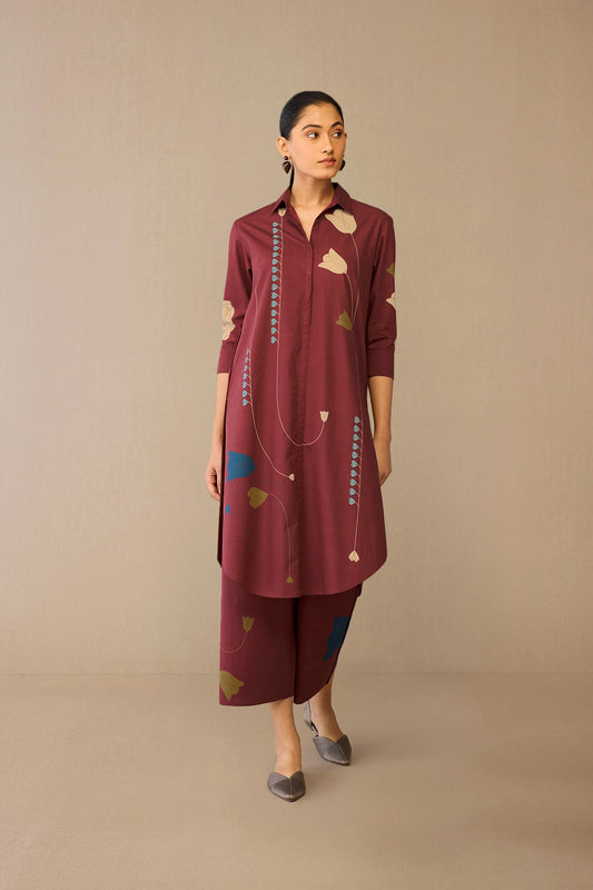 Cotton Parisa Tunic Set – Red