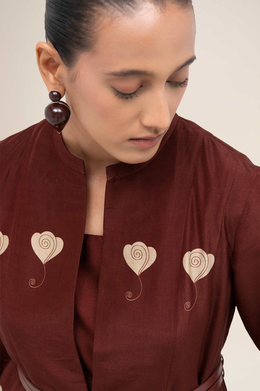 Chanderi Inara Abaya Set – Red