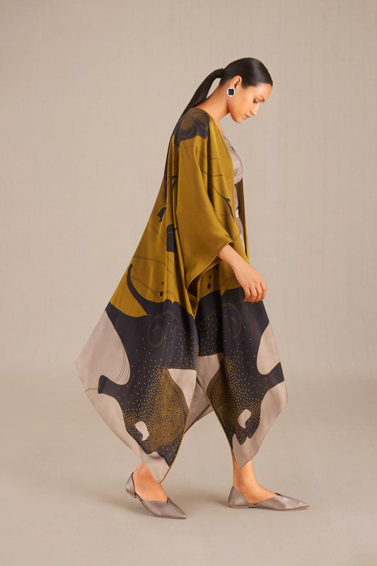 Organza Asfa Cape Set – Beige