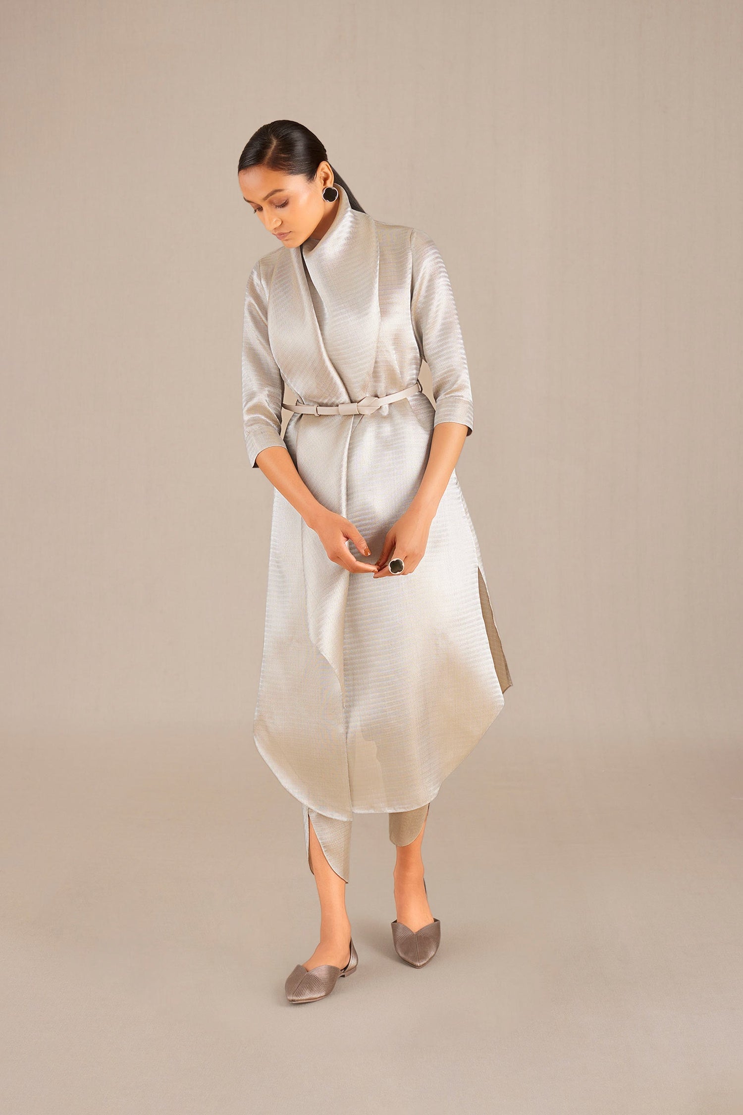 Sarina Tunic Set - Metallic Silver