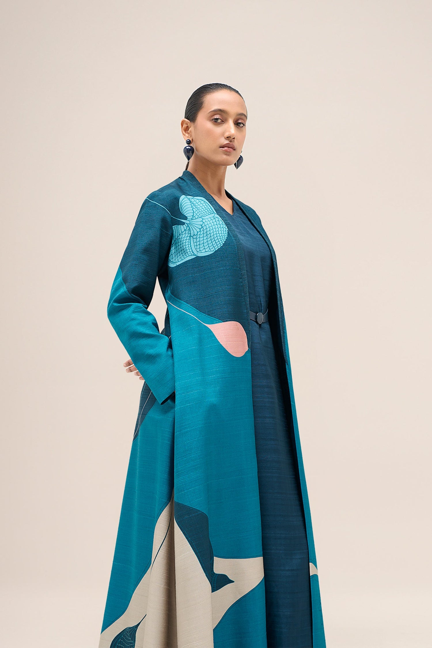 Silk Naaz Abaya Set – Blue