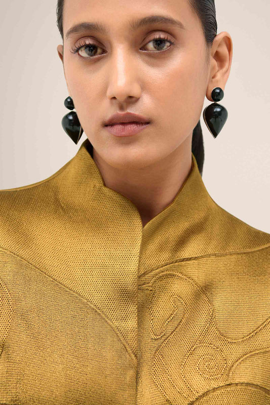 Chanderi Noha Jacket Set – Yellow