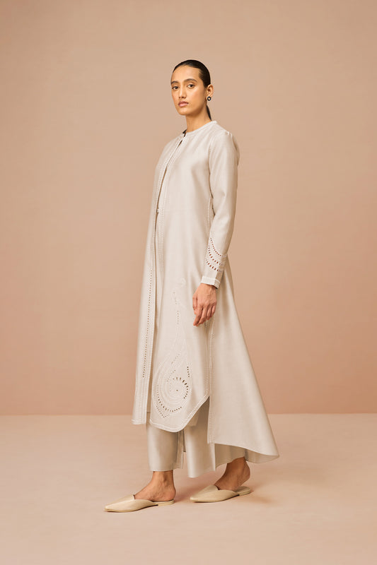 Chanderi Anais Jacket Set – Beige