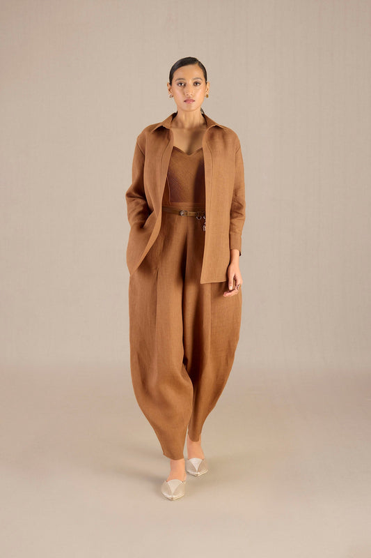 Linen Elizah Shirt Set – Brown