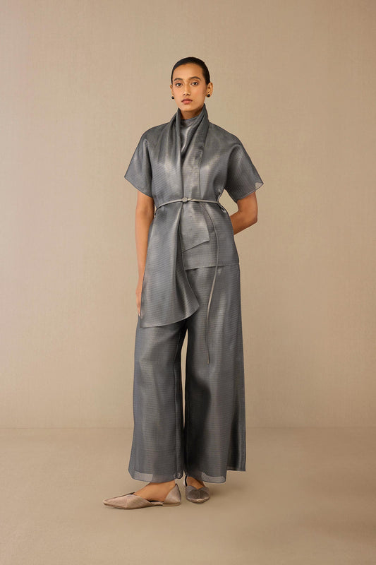 Brocade Shiri Top Set – Grey