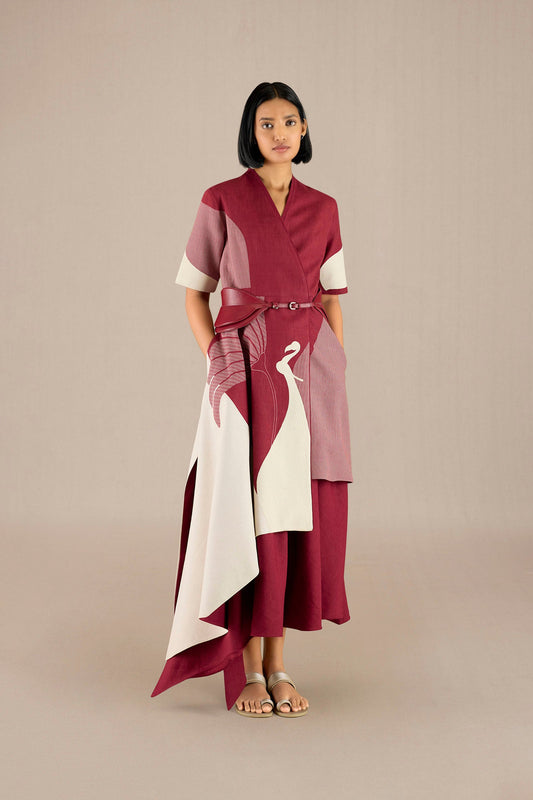 Linen Naila Jacket Set – Red