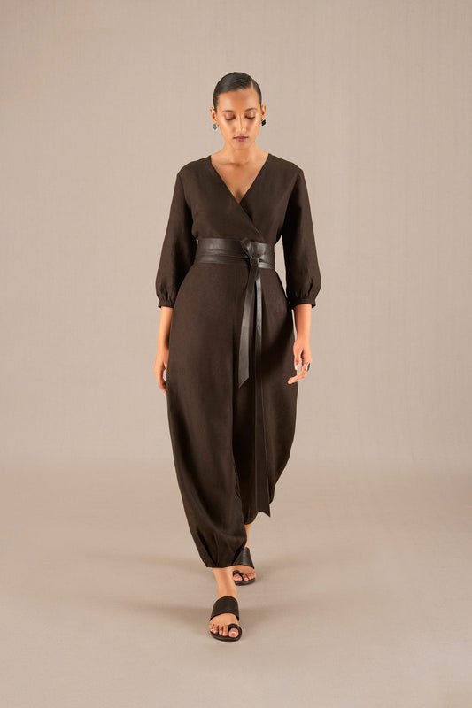 Linen Alfa Jumpsuit – Brown