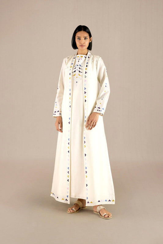 Chanderi Avaran Abaya Set – Ivory
