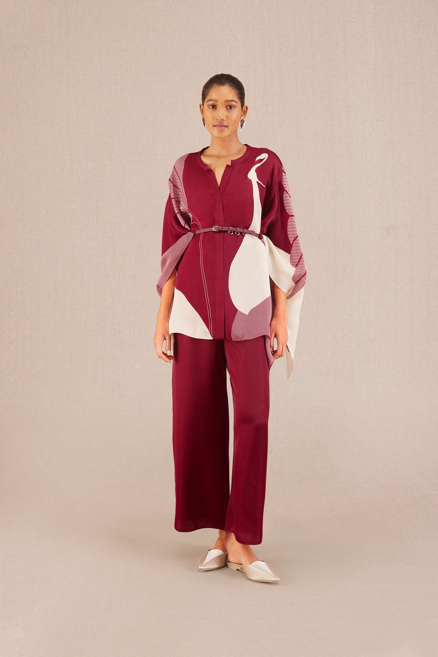 Adah Kaftan Set - Wine