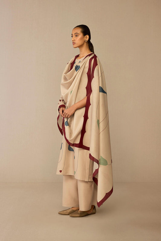 Chanderi Azran Kurta Set – Beige