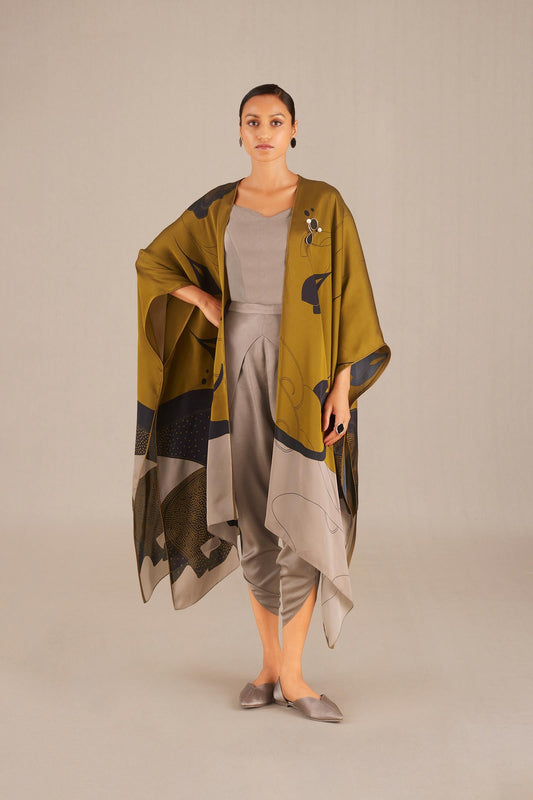 Organza Asfa Cape Set – Beige