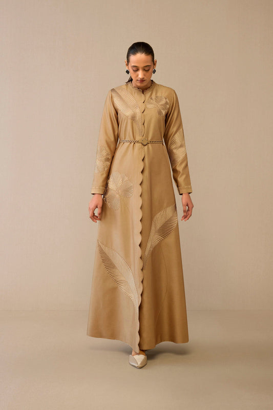 Chanderi Gul Abaya – Beige