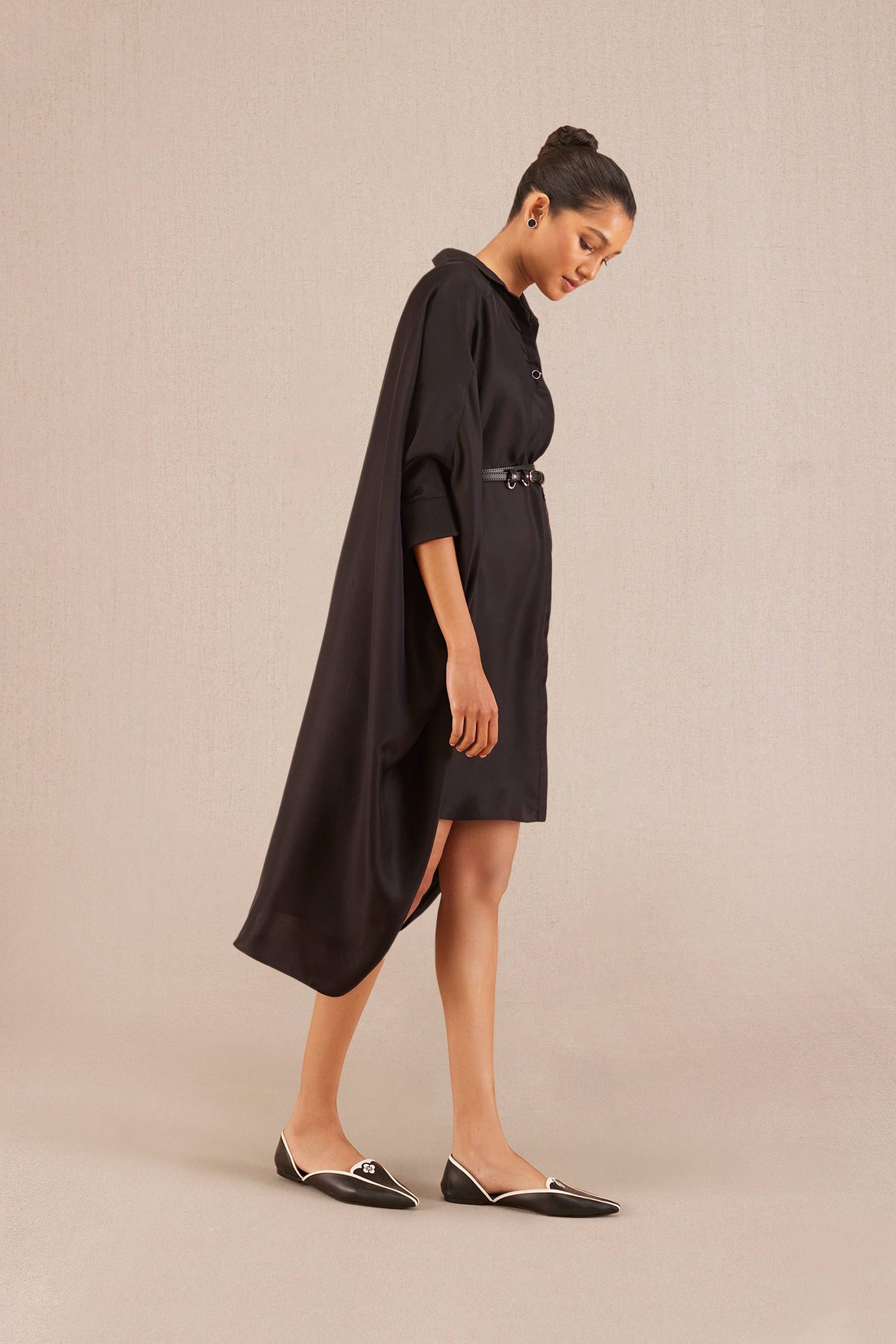 Aria Shirt Dress - Black