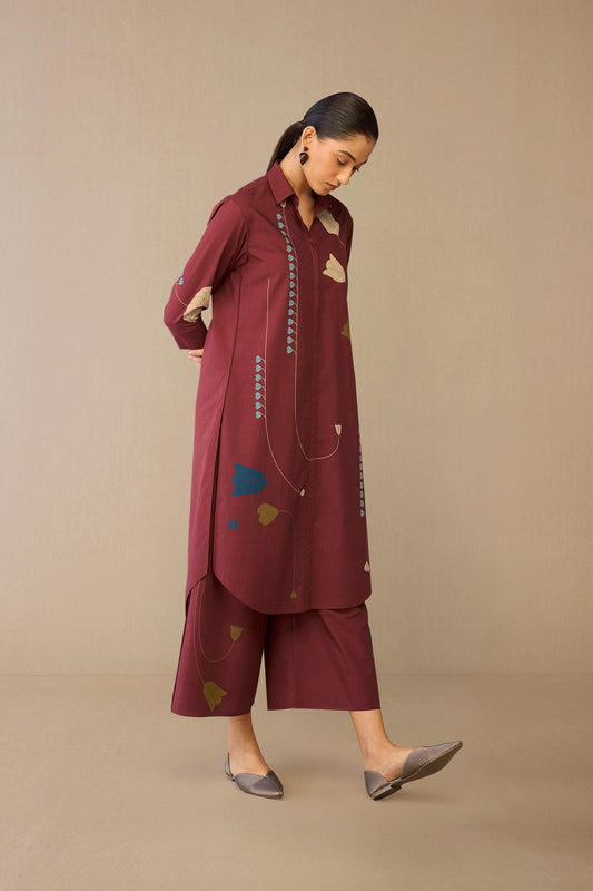 Cotton Parisa Tunic Set – Red