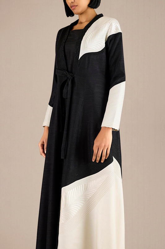 Silk Saanjh Abaya – Black
