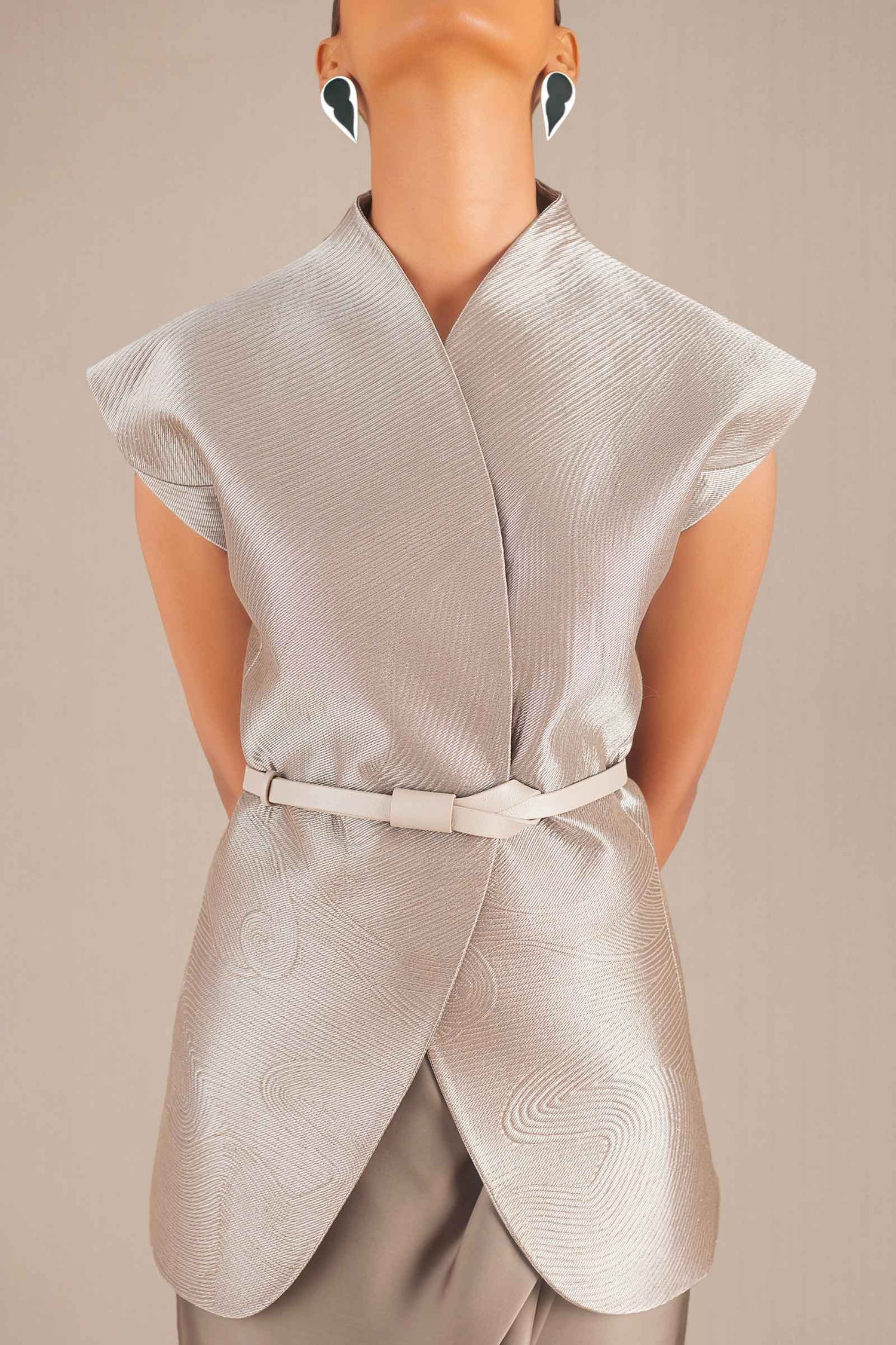 Effat Jacket Set - Metallic Silver JK  