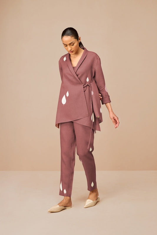 Linen Dahlia Shirt Set – Red