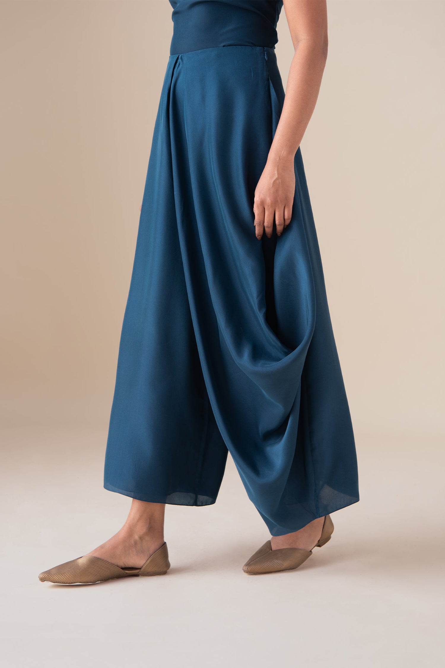  Habutai Talia Drape Pants – Blue
