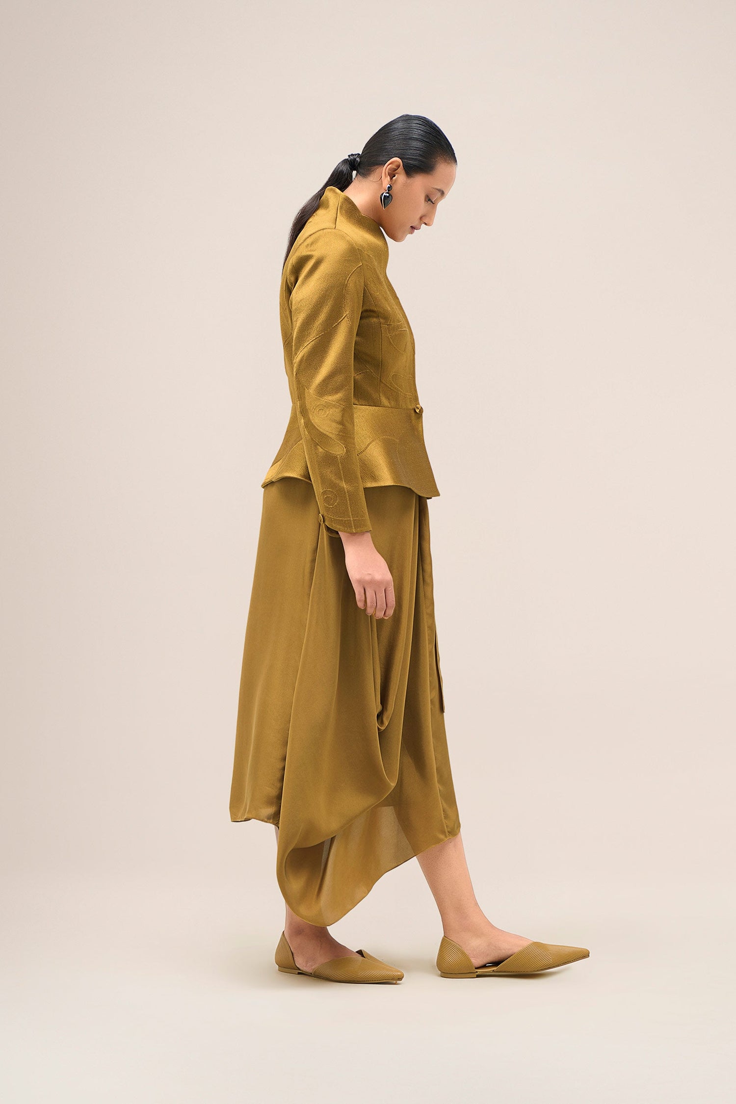  Chanderi Layla Jacket Set – Yellow