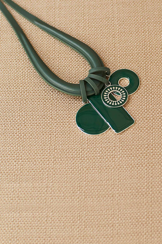 Faux Leather Ellie Neck Piece – Green