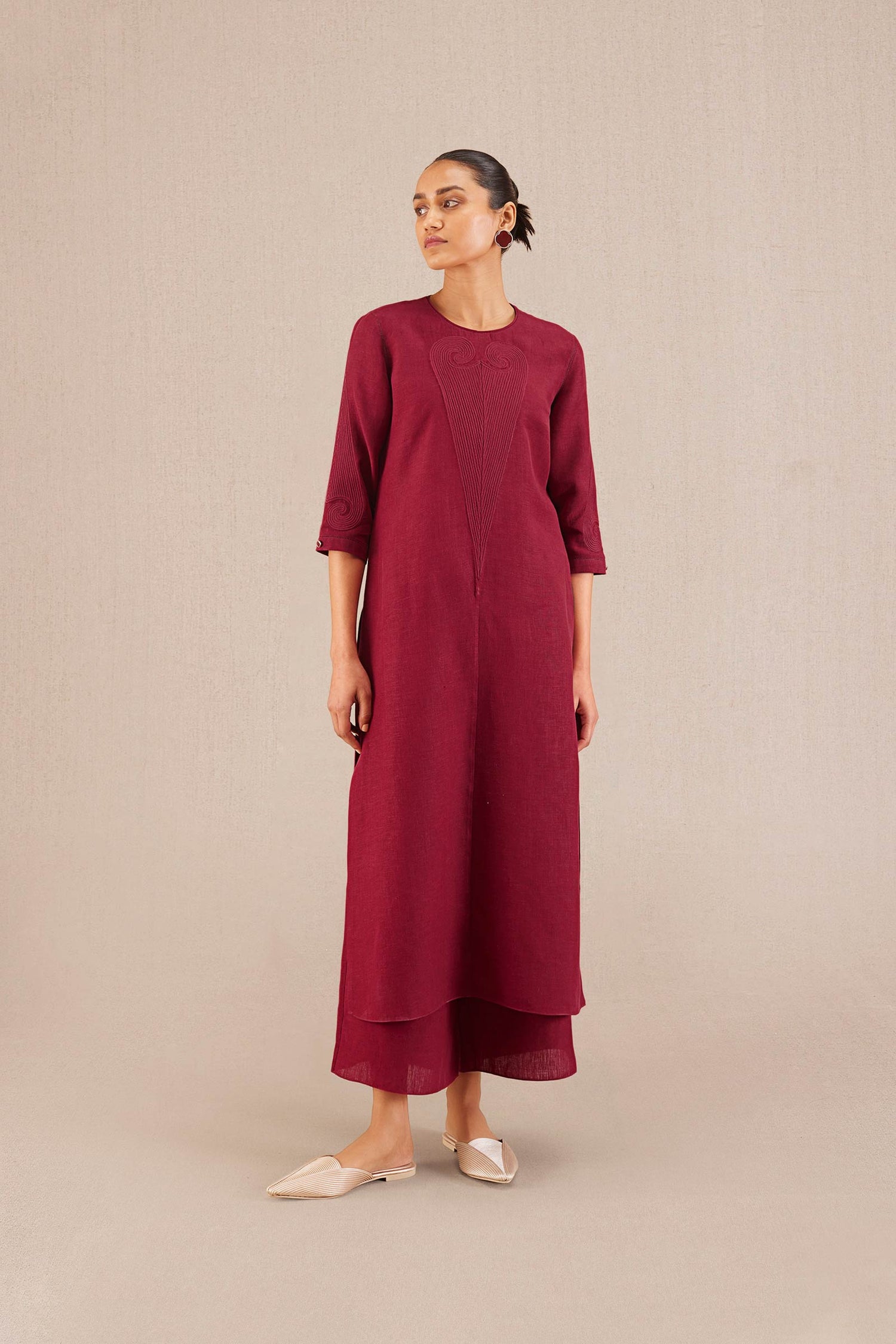 Inaya Kurta Set - Wine