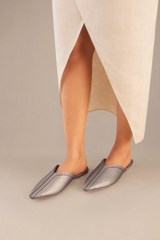 Faux Leather Sabiha Mules – Metallics