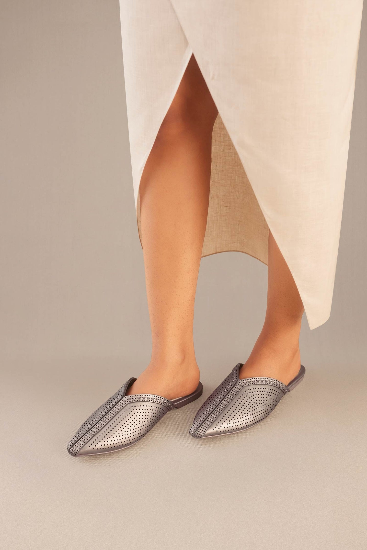 Sabiha Mules - Metallic Toosh