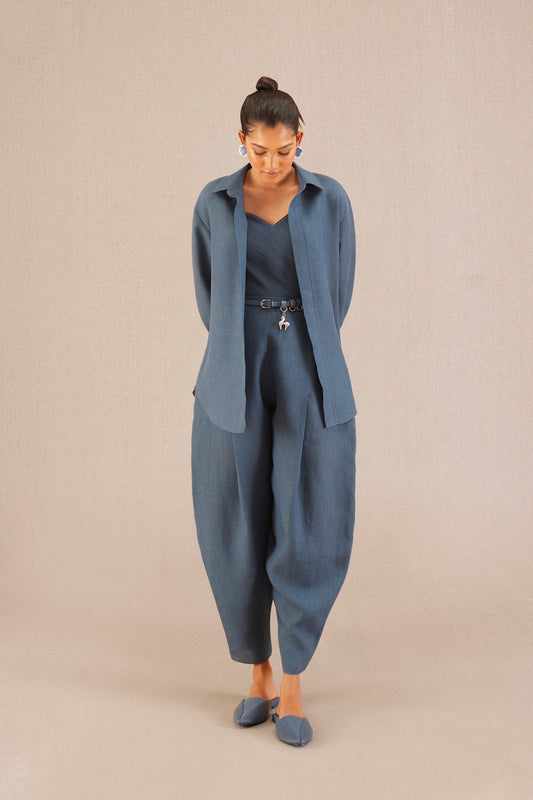 Linen Elizah Co-ord Set – Blue