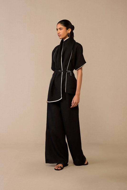Linen Dilnami Top Set – Black