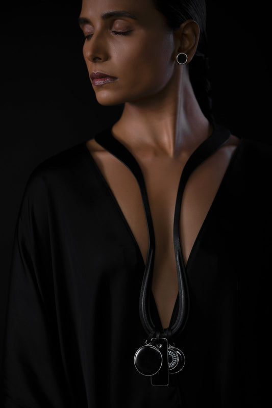 Faux Leather Ellie Neck Piece – Black