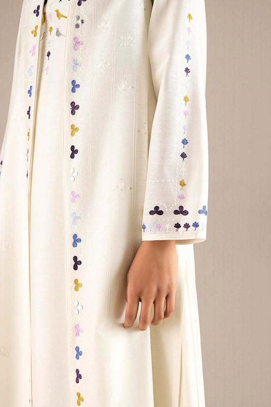 Chanderi Avaran Abaya Set – Ivory