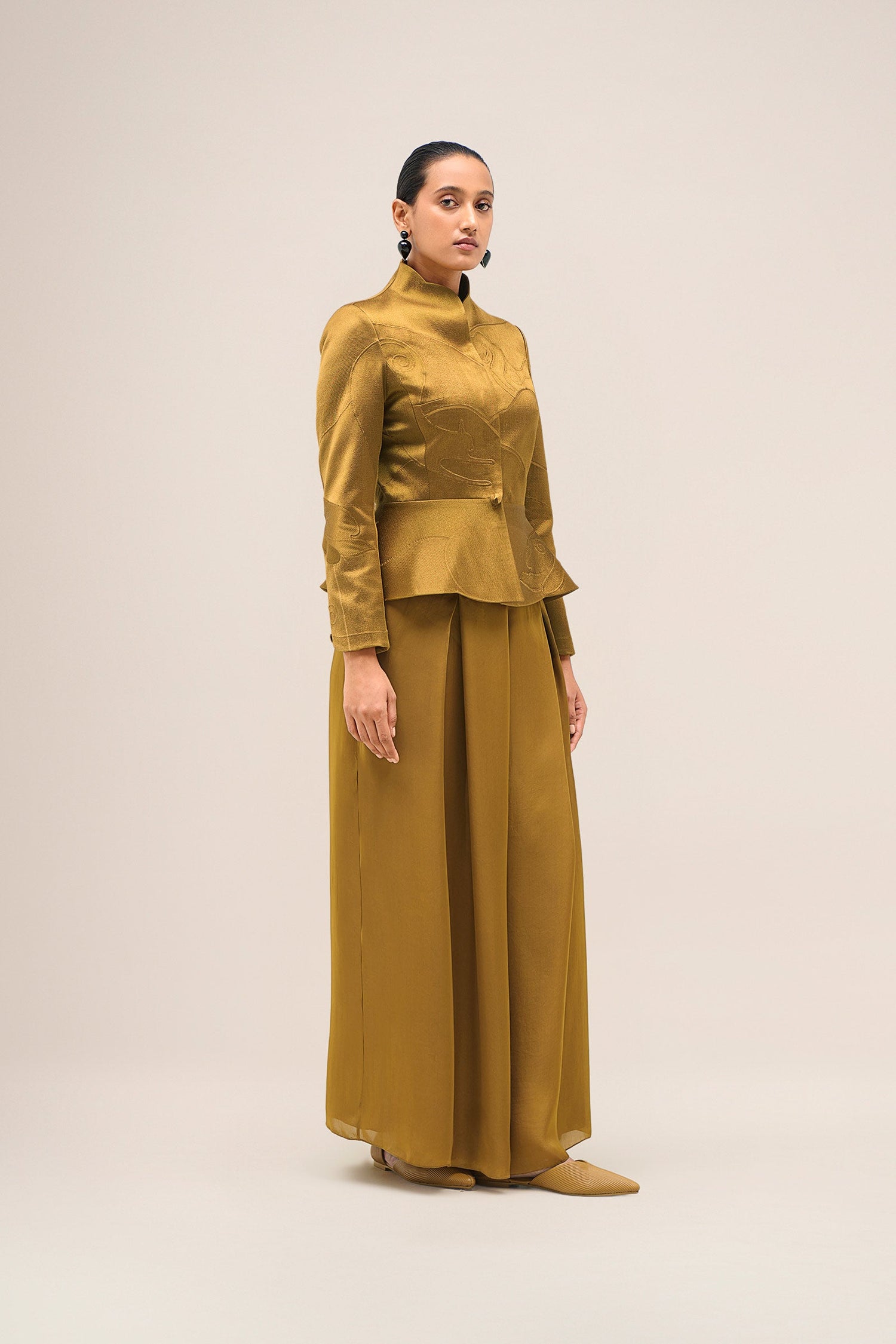  Chanderi Noha Jacket Set – Yellow