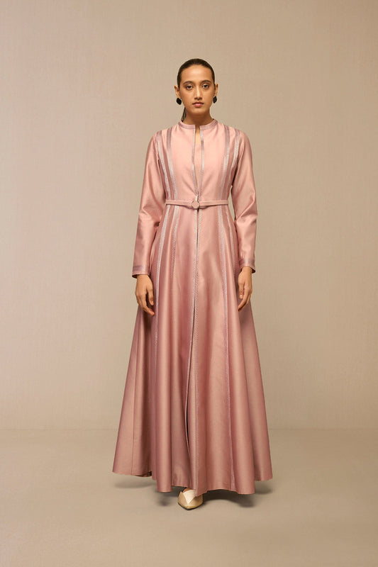 Chanderi Rubab Abaya Set – Pink