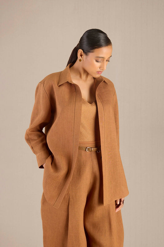 Linen Elizah Shirt Set – Brown