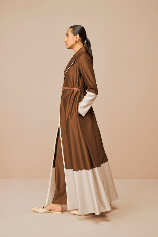 Chanderi Mirdea Abaya Set – Brown