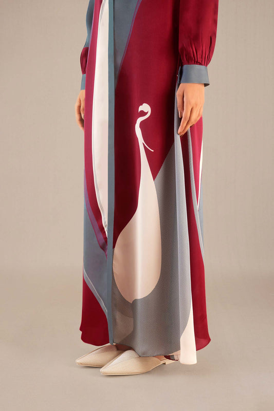 Organza Zaib Abaya – Red