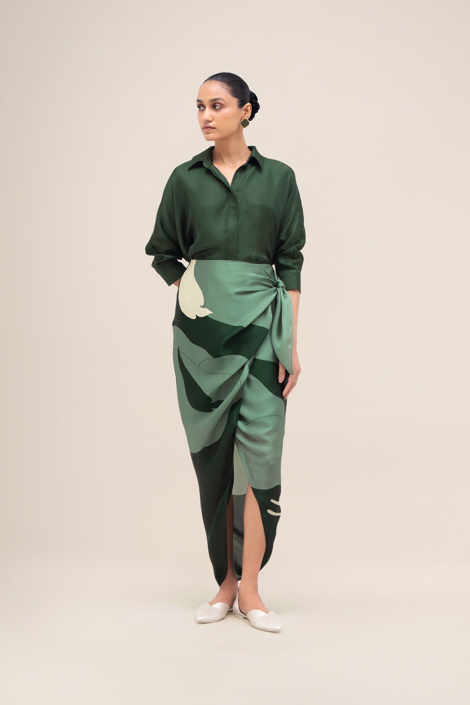  Silk Sehr Shirt Set – Green