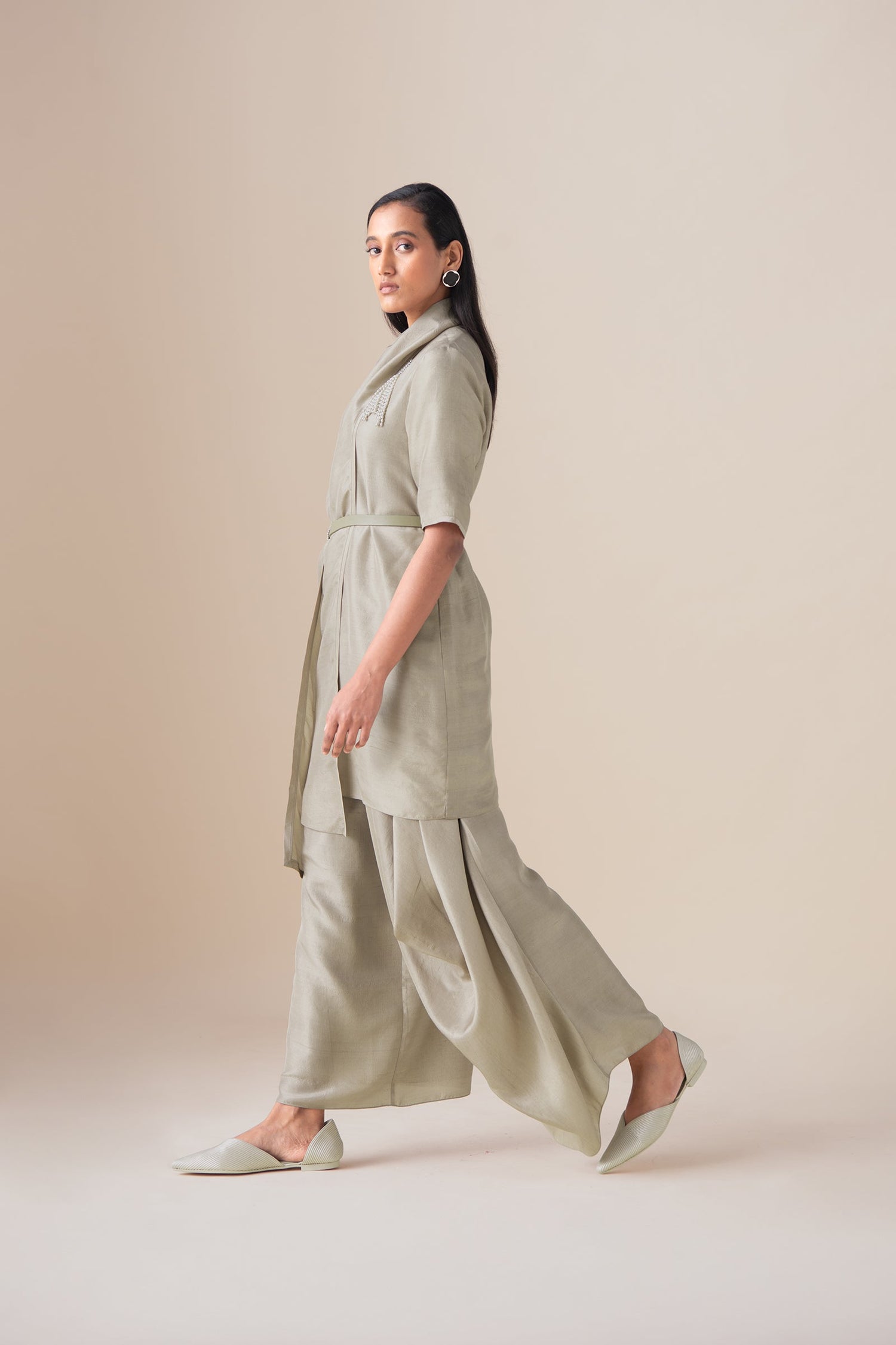  Silk Sera Tunic Set – Beige