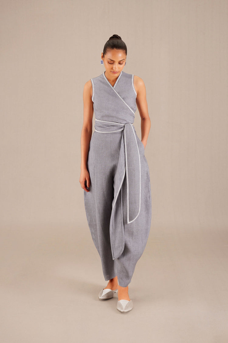 Iva Wrap Top Set - Grey