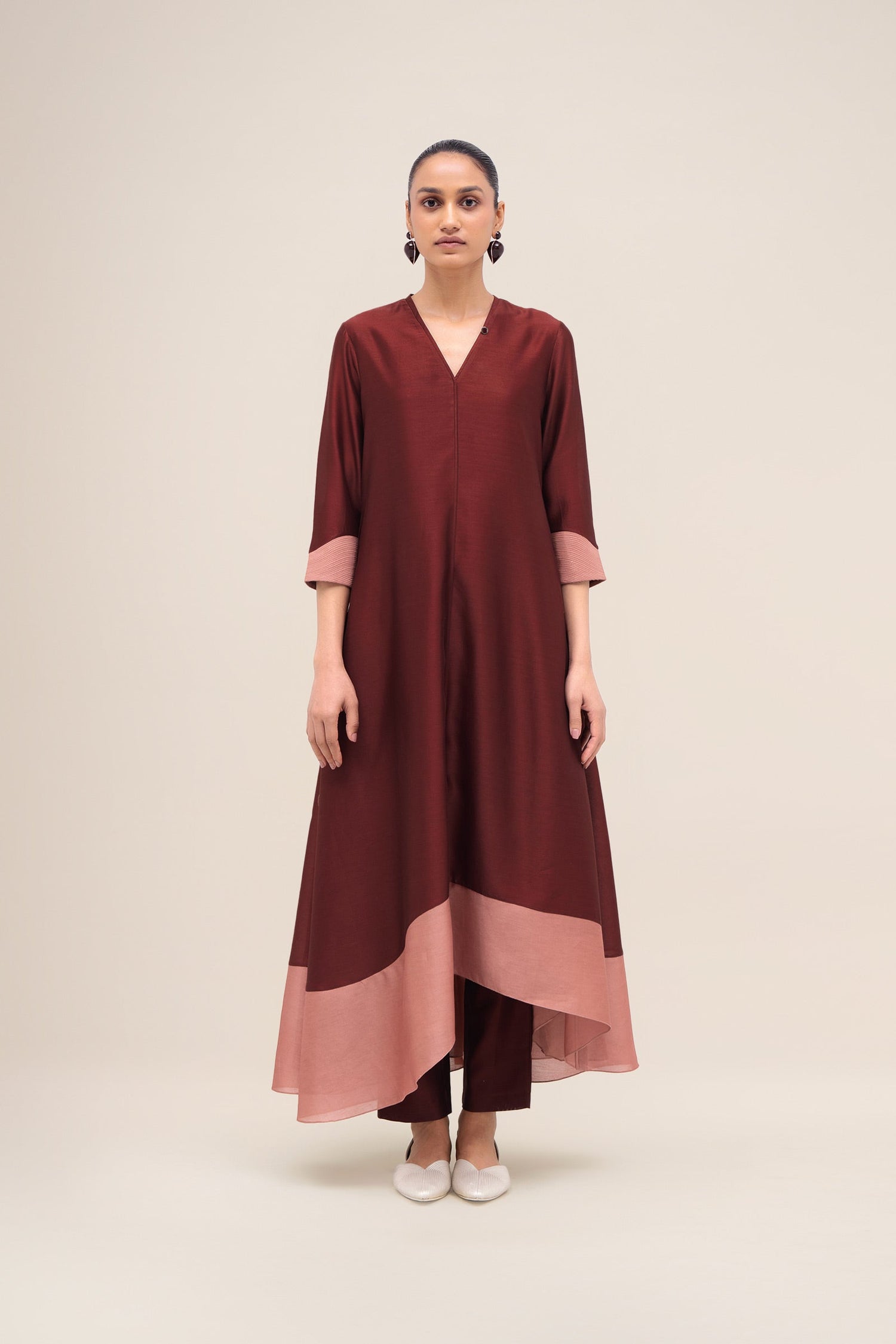  Chanderi Sama Kurta Set – Red