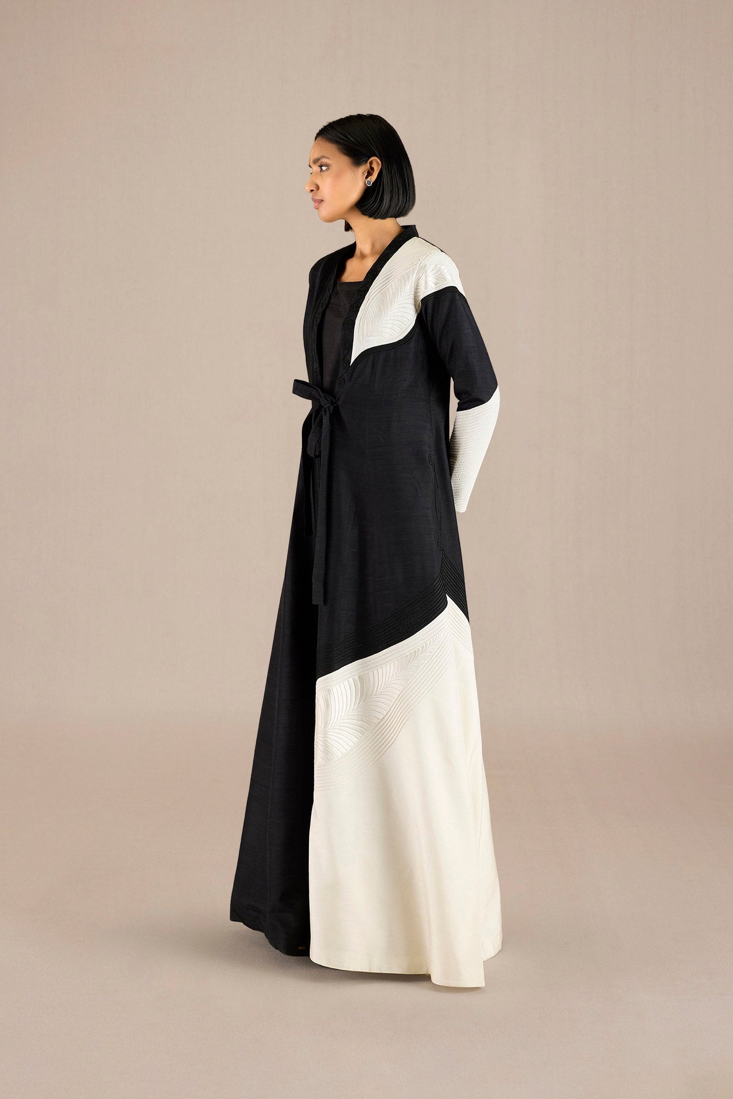  Silk Saanjh Abaya-MTO – Black